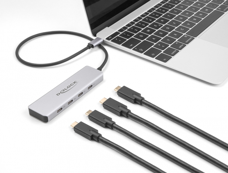 Delock USB 10GBps USB Type-C hub with 4 x USB Type-C female with 35 cm connection cable, , medium-null