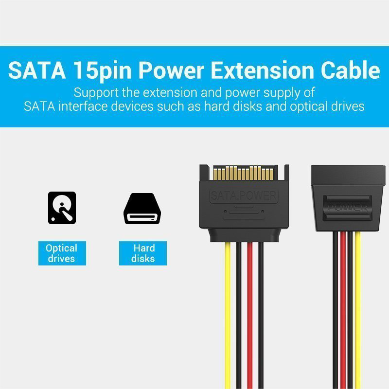 Vention it cable sata 15p power extension 0.3m kdaby, , medium-null
