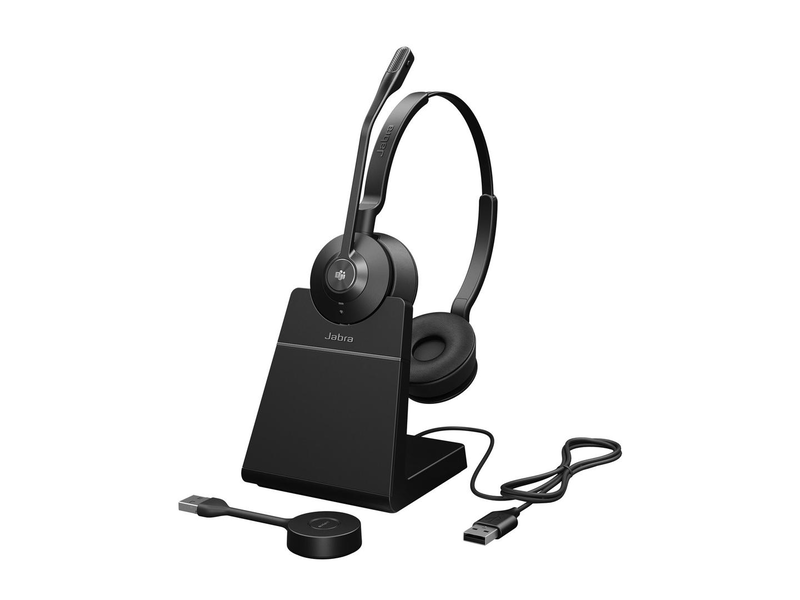Jabra engage 55 se ms teams stereo wireless dect headset USB-a link 400a dongle charging stand black-null