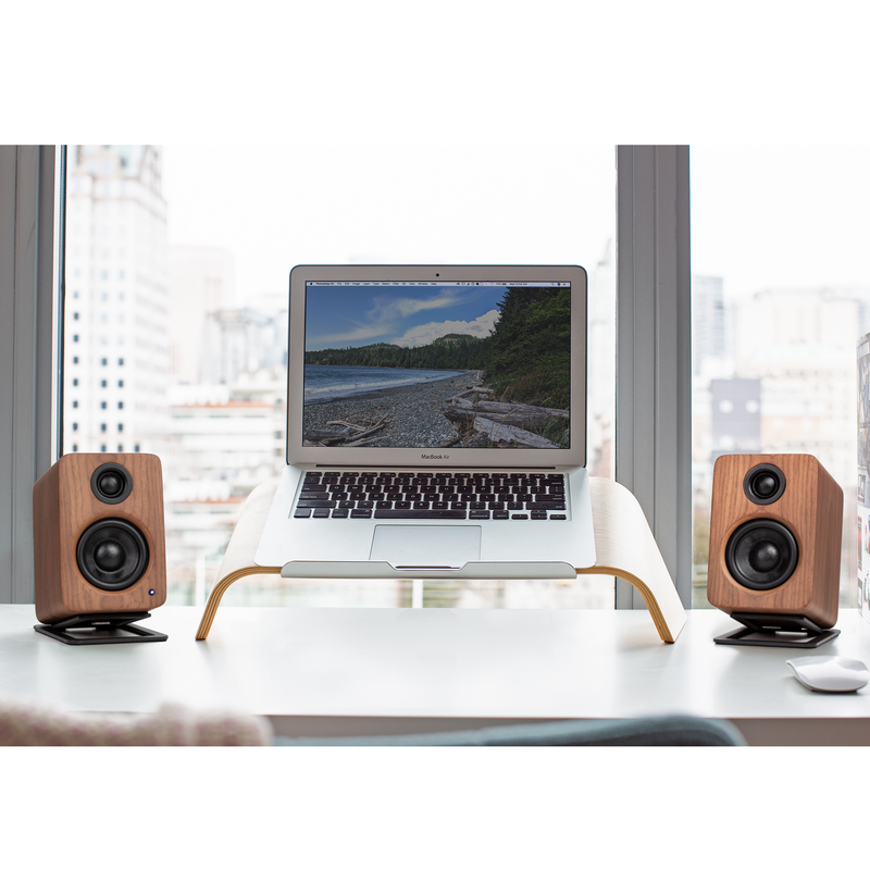 Kanto yu2 100w powered desktop speakers with aux and USB inputs - walnut, pair-null