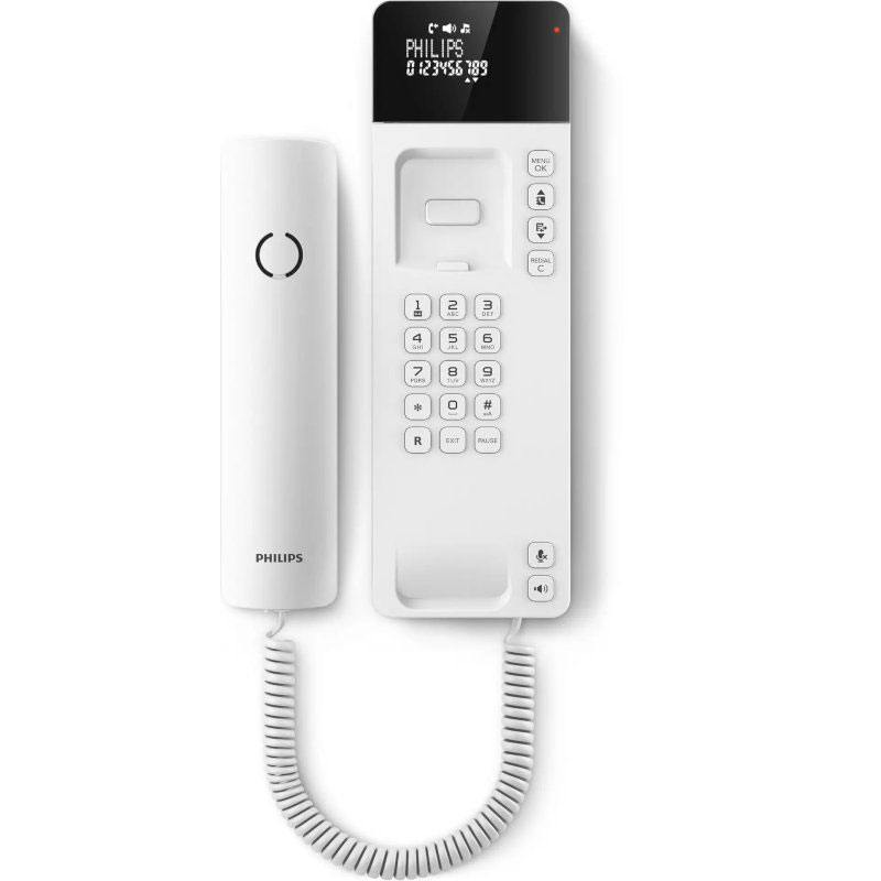 Philips m110w/grs λευκο ενσυρματο τηλεφωνο γονδολα με οθονη και ανοιχτη ακροαση συμβατο με ακουστικα βαρηκοϊας image number null