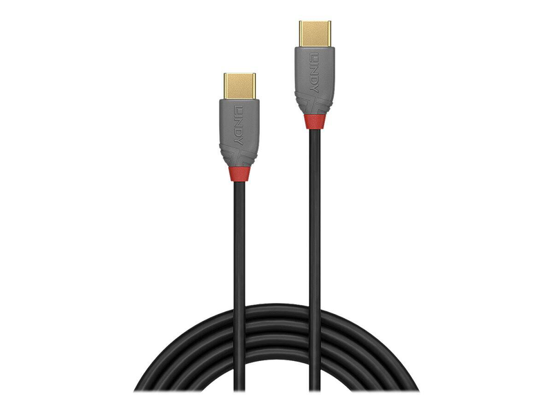 Lindy anthra line - USB cable - USB-c (m) to USB-c (m) - USB 2.0 - 2 m - round - black-null