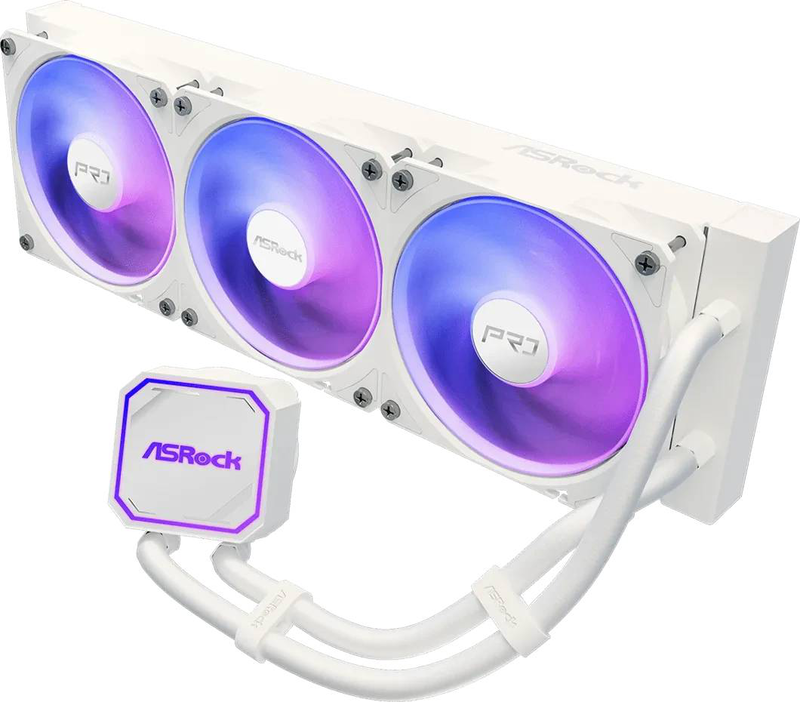 Asrock pro white 360 argb 360mm aio liquid CPU cooler triple 120mm argb fans copper base 0db mode-null