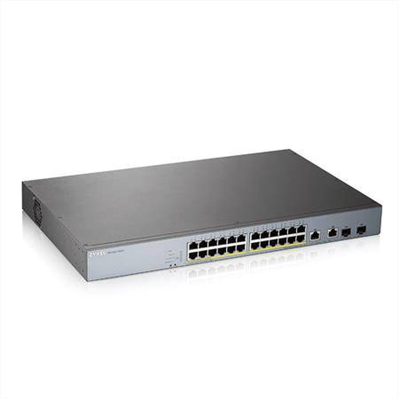 Zyxel gs1350-26hp / switch / smart / 24 x 10/100/1000 (poe+) + 2 x combo gigabit sfp (uplink) / desktop, rack-mountable / poe+ (375 w), , medium-null