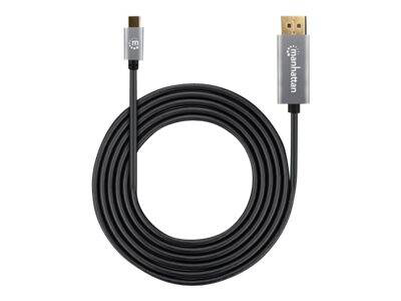 Manhattan USB-c to displayport 1.4 cable, 8k@60hz, 2m, male to male, black, equivalent to startech cdp2dp146b (except 20cm longer), three year warranty, polybag - displayport cable - 24 pin USB-c (m) to displayport (m) - 2 m - 4k120hz support, 8k60hz supp-null