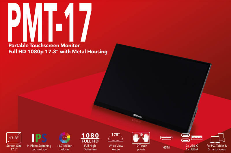 Verbatim pmt-17 17.3" monitor ips 1920x1080, , medium-null
