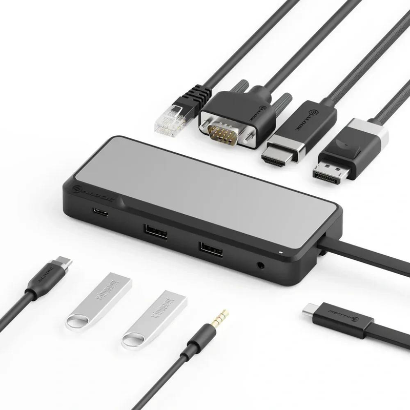 Alogic fusion pro nexus USB-c docking station fupcvh HDMI 2.0 dp 1.4 vga 4k 60hz gigabit ethernet 100w pd space grey-null