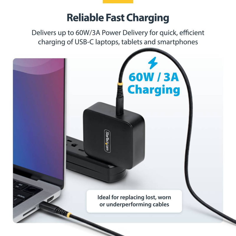 Startech.com 15cm USB-c charging cable | 60w pd | black | -20 to 70 &deg;c (-4 to 158 &deg;f)-null