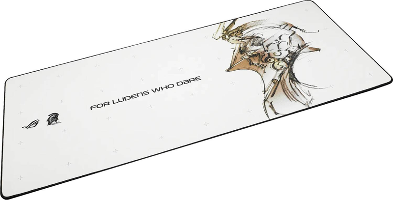 Asus rog scabbard II xxl-kjp kojima productions edition gaming mouse pad 900x400x3mm cloth surface nano coating anti-fray stitched edges non-slip rubber base white-null