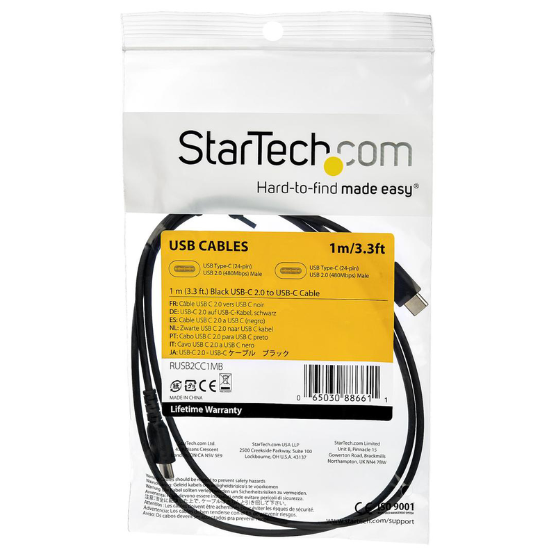 Startech.com 1m USB a to USB c charging cable, durable fast charge & sync USB 2.0 to USB type c data cord, rugged tpe jacket aramid fiber m/m 3a black, samsung s10, s20, ipad pro, pixel - heavy duty and rugged - USB cable - USB (m) straight to 24 pin-null