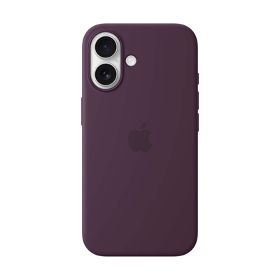 iPhone 16 silicone case with MagSafe plum, Plum, medium