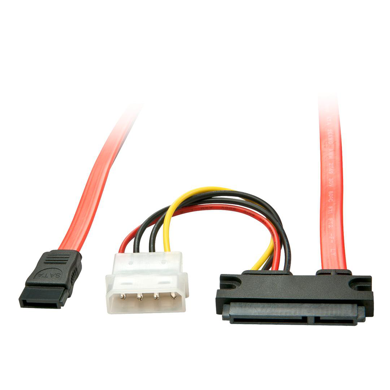 Lindy - sata cable - 4 pin internal power, sata to sata combo (f) - 30 cm - red-null