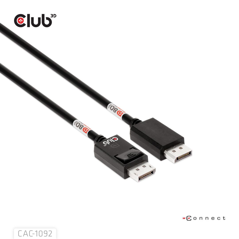 Club 3d displayport 2.1 bi-directional vesa dp80 certified cable 4k240hz 8k60hz or 10k60hz / cable / digital/display/video / 1.6 m, , medium-null