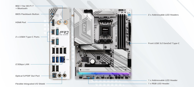 Asrock x870 pro rs Wi-Fi 7 am5 AMD, , medium-null