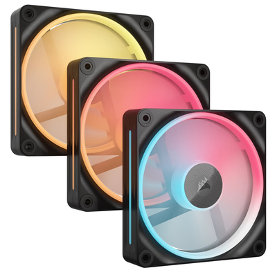 Corsair icue link lx120-r rgb 120mm pwm reverse 3x fans starter kit black (co-9051050-ww), Rgb, medium