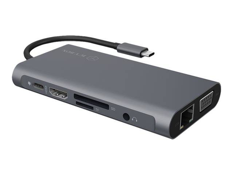Icy box ib-dk4040-cpd 10-in-1 USB-c docking station 4k HDMI vga gigabit ethernet 100w pd 3x USB 3.0 card reader audio-null