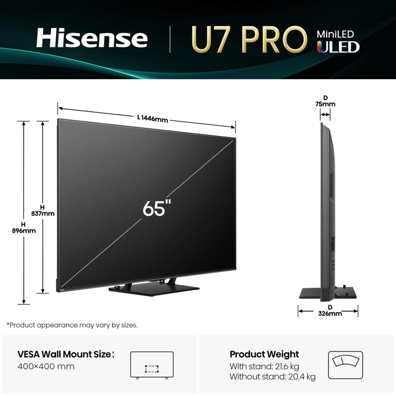 Hisense smart TV 65" 4k uled u7q pro-null