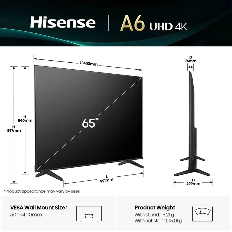 Hisense 65a6q 65 4k smart led TV, , medium-null