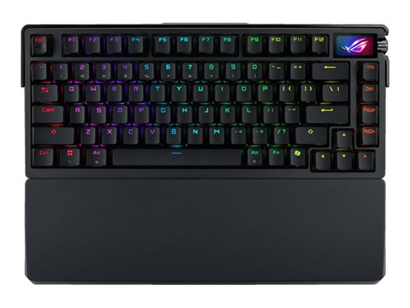 Asus rog azoth extreme - keyboard - 75% - with OLED display - backlit - wireless - 2.4 GHz, USB-c, bluetooth 5.1 - qwertz - german - key switch: rog nx snow (hot-swappable) - black, , medium-null