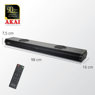 "akai asb-29  soundbar with bluetooth, USB, aux-in, optical and fm – 100 w rms"