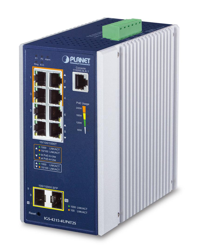 Planet igs-4215-4up4t2s managed gigabit poe++ switch | 8-port | 4 poe++ ports | 2 sfp, , medium-null