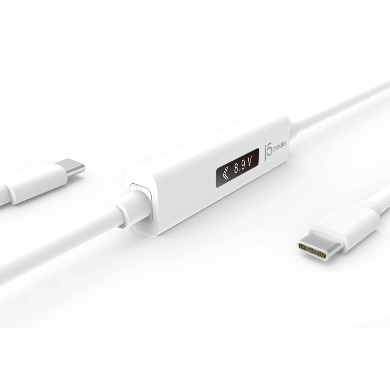 J5create jucp14 USB-c to USB-c charging cable 100w pd with OLED power meter USB 2.0 1.2 m white jucp14-n-null