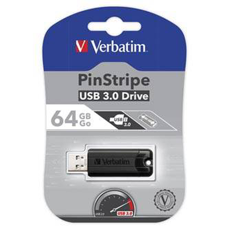 Verbatim store 'n' go pin stripe USB drive / USB flash drive / 64GB / USB 3.0 / black-null