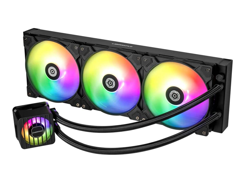 Enermax liqmaxflo 420 argb black 420mm aio liquid CPU cooler triple 140mm fans vrm fan copper base 420w tdp-null