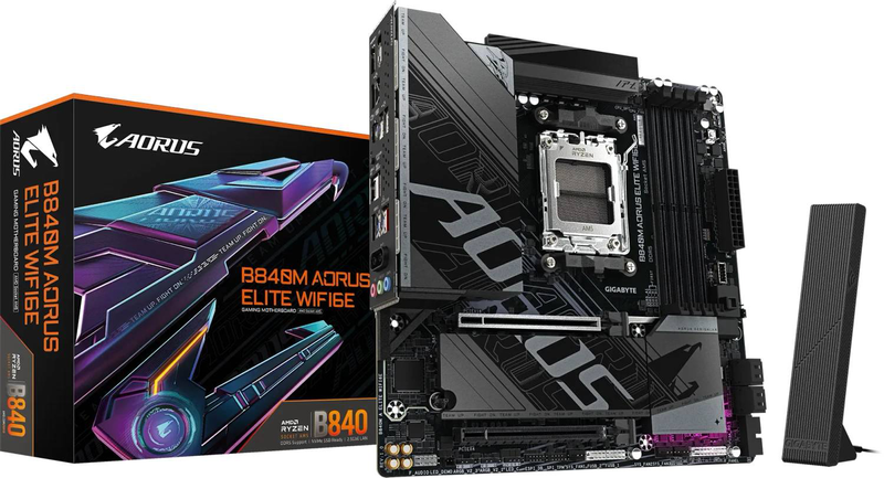 Gigabyte b840m aorus elite Wi-Fi6e micro atx am5 motherboard ddr5 Wi-Fi 6e, , medium-null
