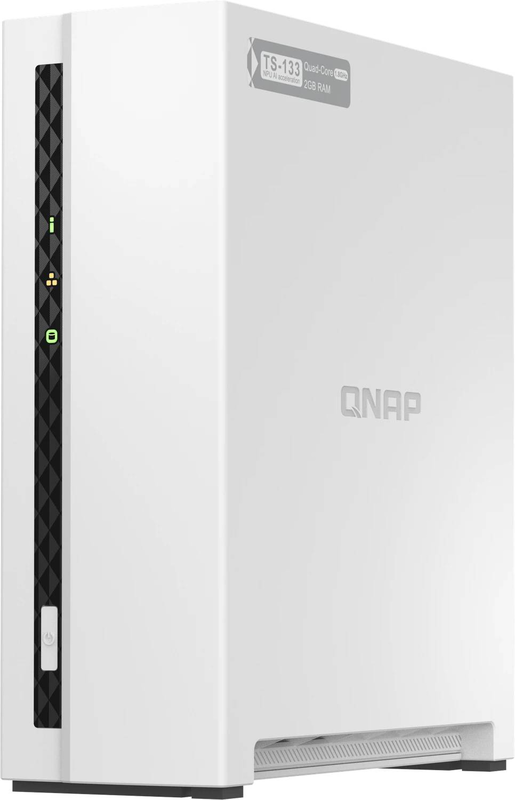Qnap ts-133 1-bay diskless nas arm cortex-a55 quad-core 2GB ddr4 gigabit ethernet built-in npu ai white-null