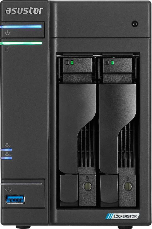 Asustor lockerstor 2 Gen2 as6702t 2-bay nas intel celeron n5105 4GB ddr4 dual 2.5GBe quad m.2 nvme diskless black-null