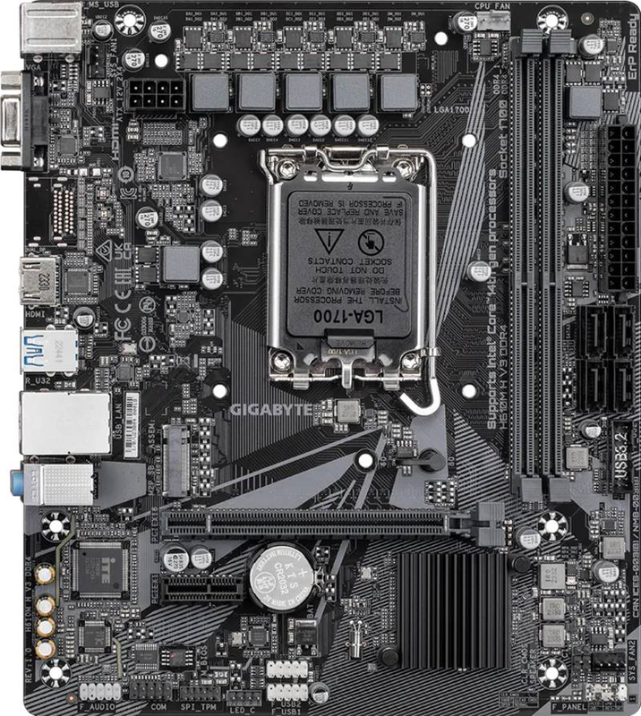 Gigabyte h610m h v3 ddr4 micro-atx motherboard lga 1700 intel h610 pcie 4.0 x16 m.2 HDMI vga gbe lan black-null