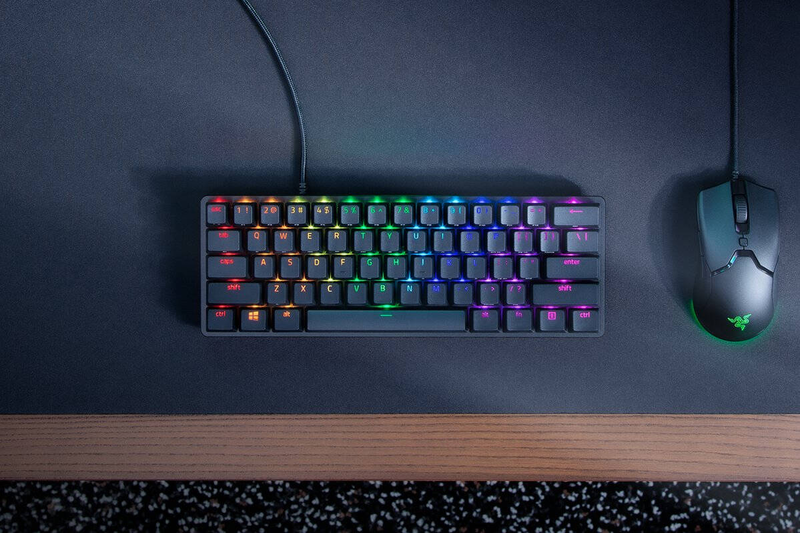 Razer huntsman mini / keyboard / backlit / USB-c / qwertz / german / key switch: razer clicky optical purple / black, , medium-null