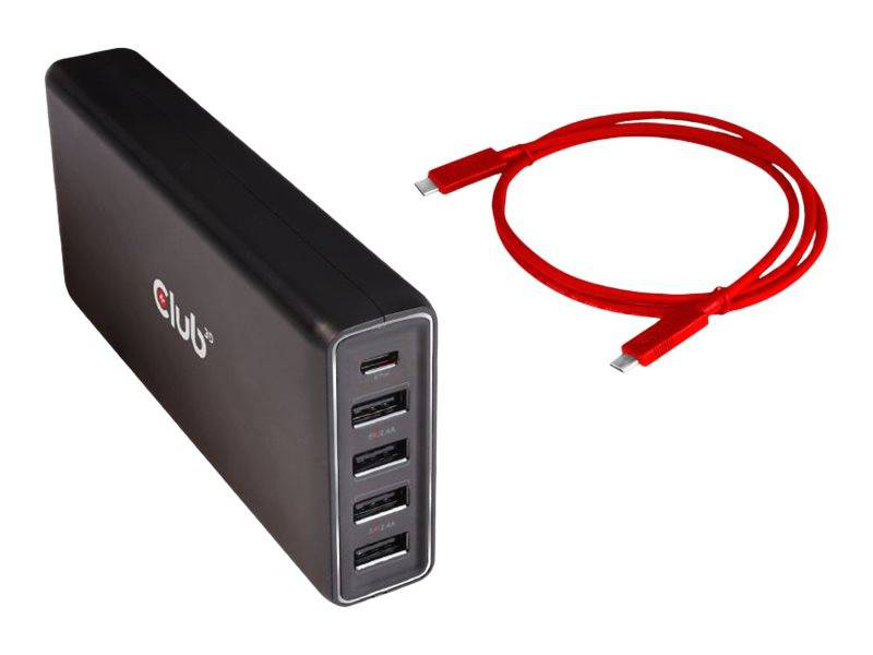 Club 3d csv-1564w100 USB-c triple display docking station vga HDMI displayport gigabit ethernet 100w pd charging black-null