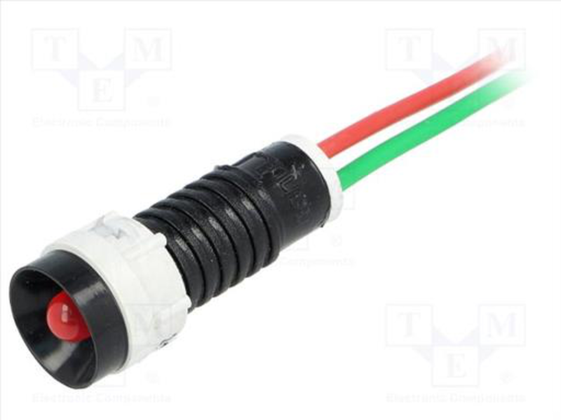 Indicator led 24vdc 24vac cutout &oslash;11mm ip40 red, , medium-null