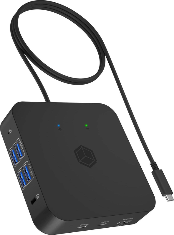 Icy box ib-dk4090-c 12-in-1 USB-c docking station 3x HDMI triple 4k 60hz 85w pd 6x USB gigabit ethernet black-null