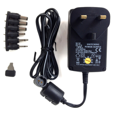 Minwa mw3ip25uk switching power supply 3/4.5/5/6/7.5/9/12v 2.25a, Black, medium