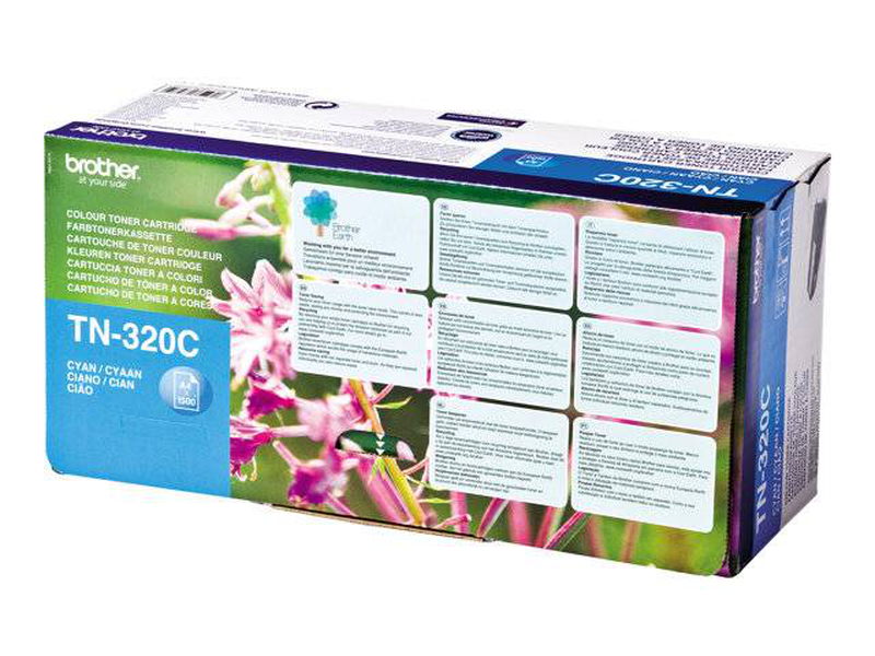 Brother tn-320c original cyan toner cartridge 1,500 pages for hl-4140cn hl-4150cdn dcp-9270cdn mfc-9970cdw, , medium-null