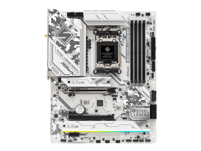 Asrock b650 steel legend Wi-Fi atx motherboard socket am5 AMD b650 ddr5 pcie 5.0 triple m.2 Wi-Fi 6e 2.5GBe grey-null