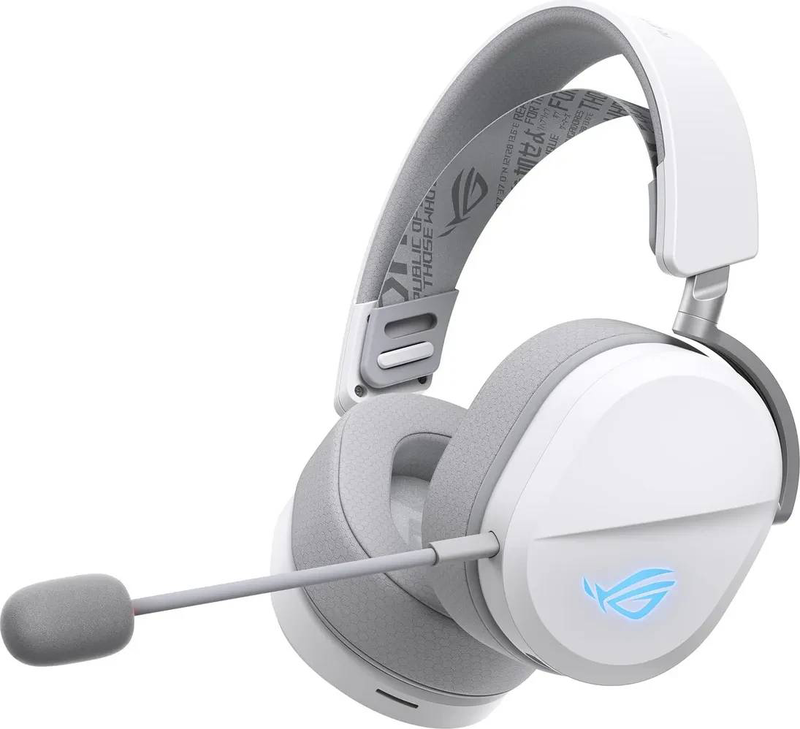 Asus rog pelta tri-mode wireless gaming headset 50mm titanium drivers 70h battery detachable super-wideband mic white-null