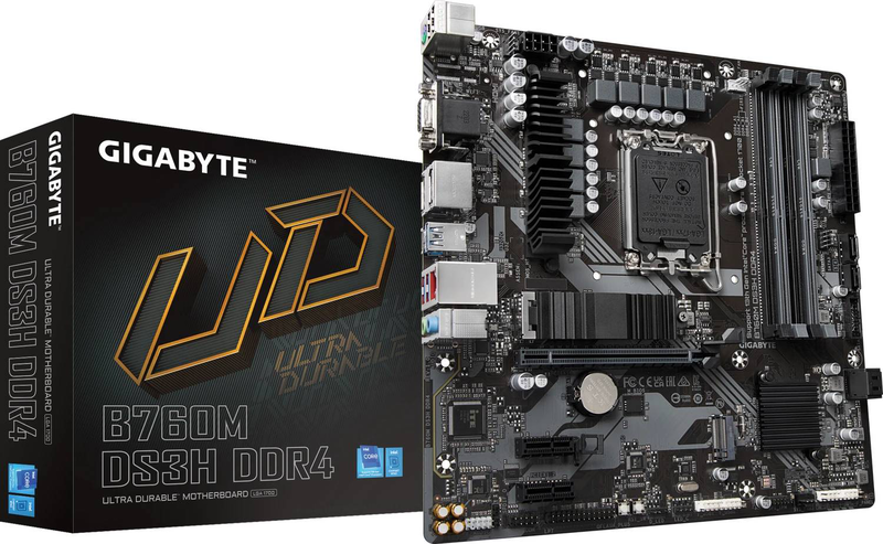 Gigabyte b760m ds3h ddr4 micro-atx motherboard lga 1700 intel b760 pcie 4.0 x16 dual m.2 2.5GBe USB-c HDMI dp black-null