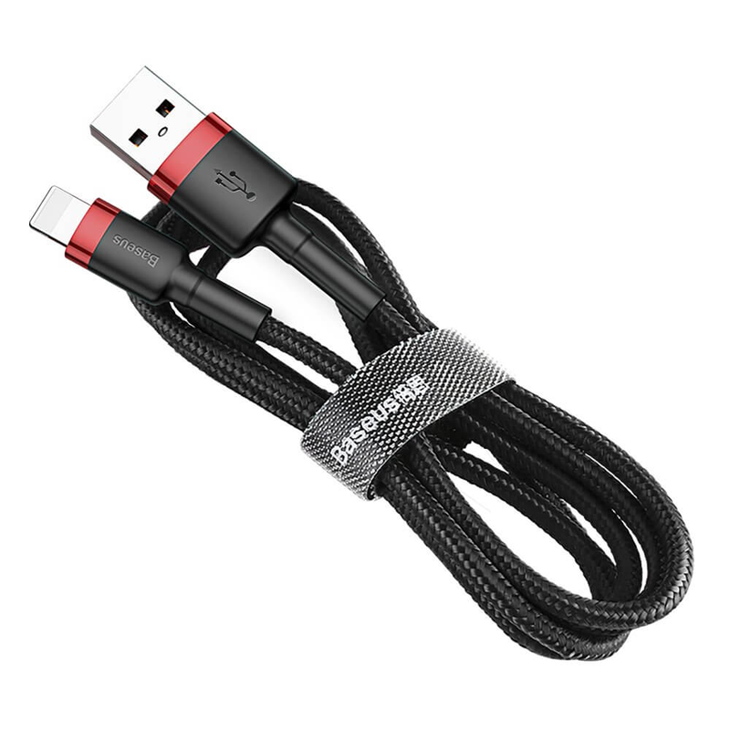Baseus cafule braided lightning cable 2a 3m black/red, , medium-null