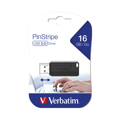 Verbatim pinstripe USB 2.0 drive 16GB - black, , medium