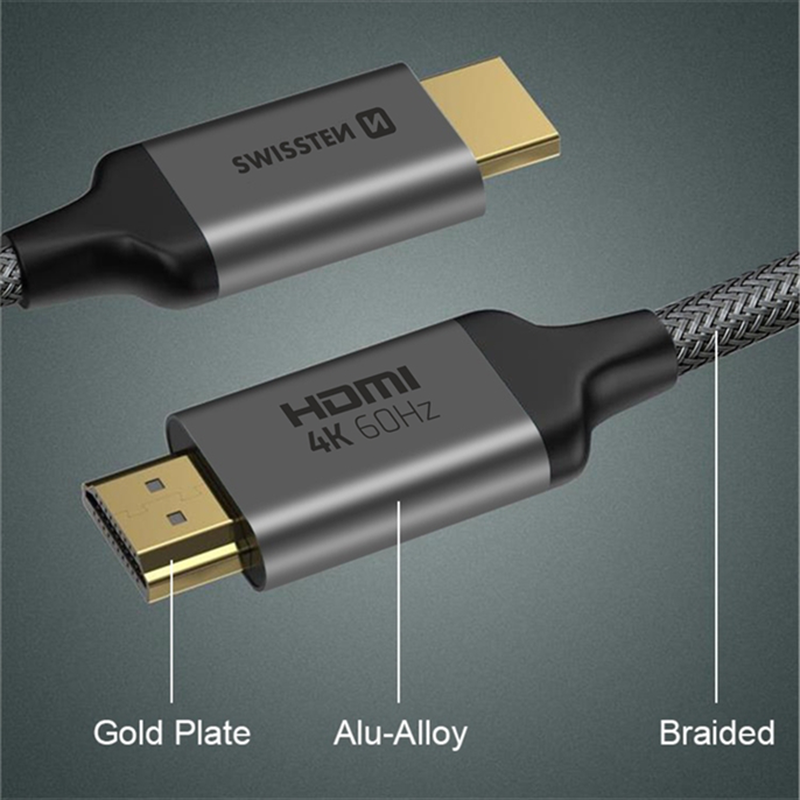 Swissten HDMI 2.0 4k 60hz nylon braided cable 1m, , medium-null