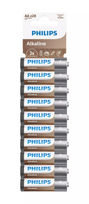 Philips lr06a20t/grs &alpha;lkaline batteries high performance 20pcs aa, , medium