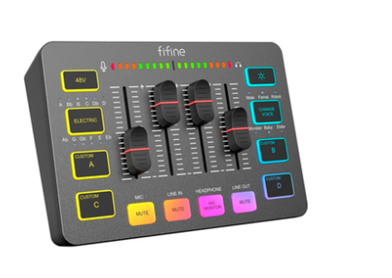 Rgb audio interface for gaming, streaming, video recording, karaoke, recording, , medium-null