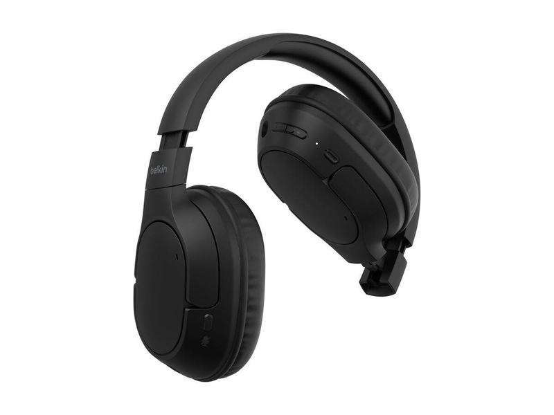 Belkin soundform surround - headphones with mic - full size - bluetooth - wireless, wired - USB-c, 3.5 mm jack - black, , medium-null