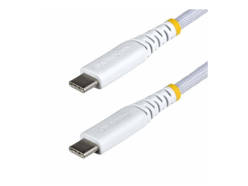 Startech.com / USB cable / 24 pin USB-c (m) to 24 pin USB-c (m) / USB 2.0 / 3 a / USB power delivery (60w), straight, rugged, power delivery 2.0 support / white-null