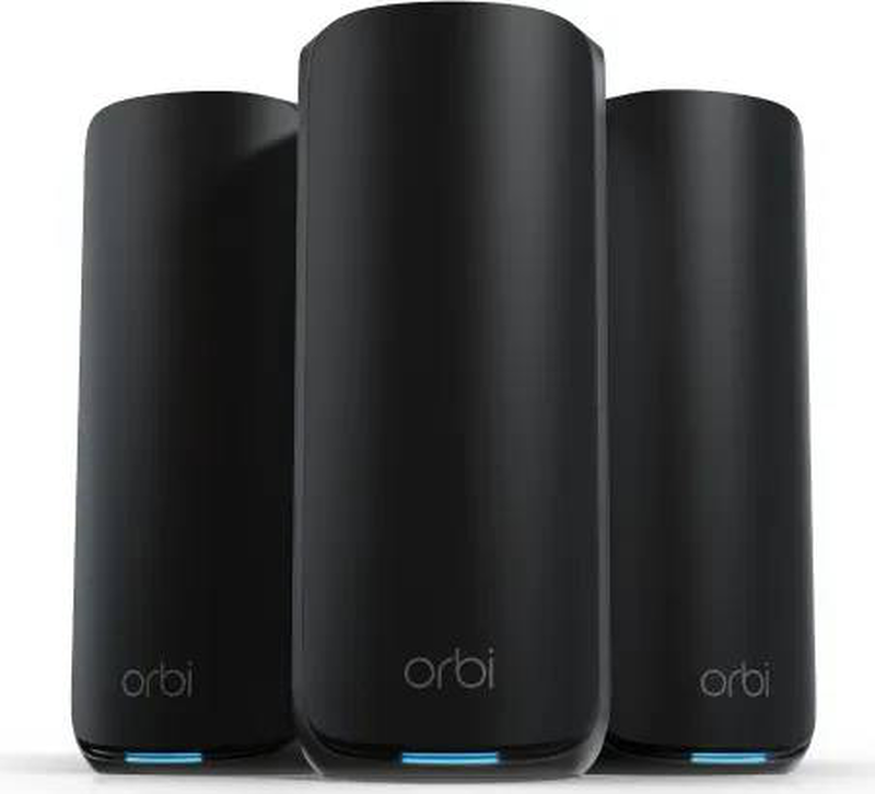 Netgear orbi 870 rbe873b tri-band Wi-Fi 7 mesh system 3-pack be21000 10g wan 2.5G lan 9000 sq ft black-null