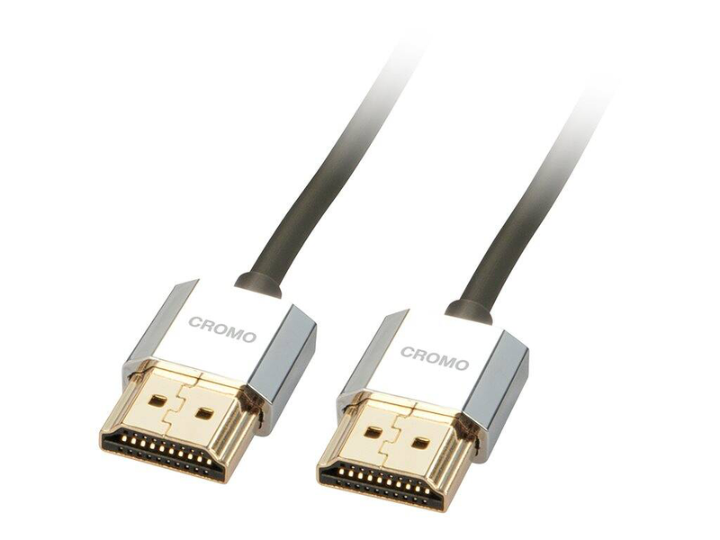 Lindy cromo slim high speed HDMI cable with ethernet - HDMI with ethernet cable - HDMI (m) to HDMI (m) - 2 m - shielded twisted pair (stp), , medium-null